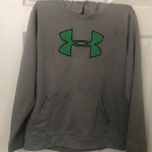 Under armor light cool grey x green hoodie